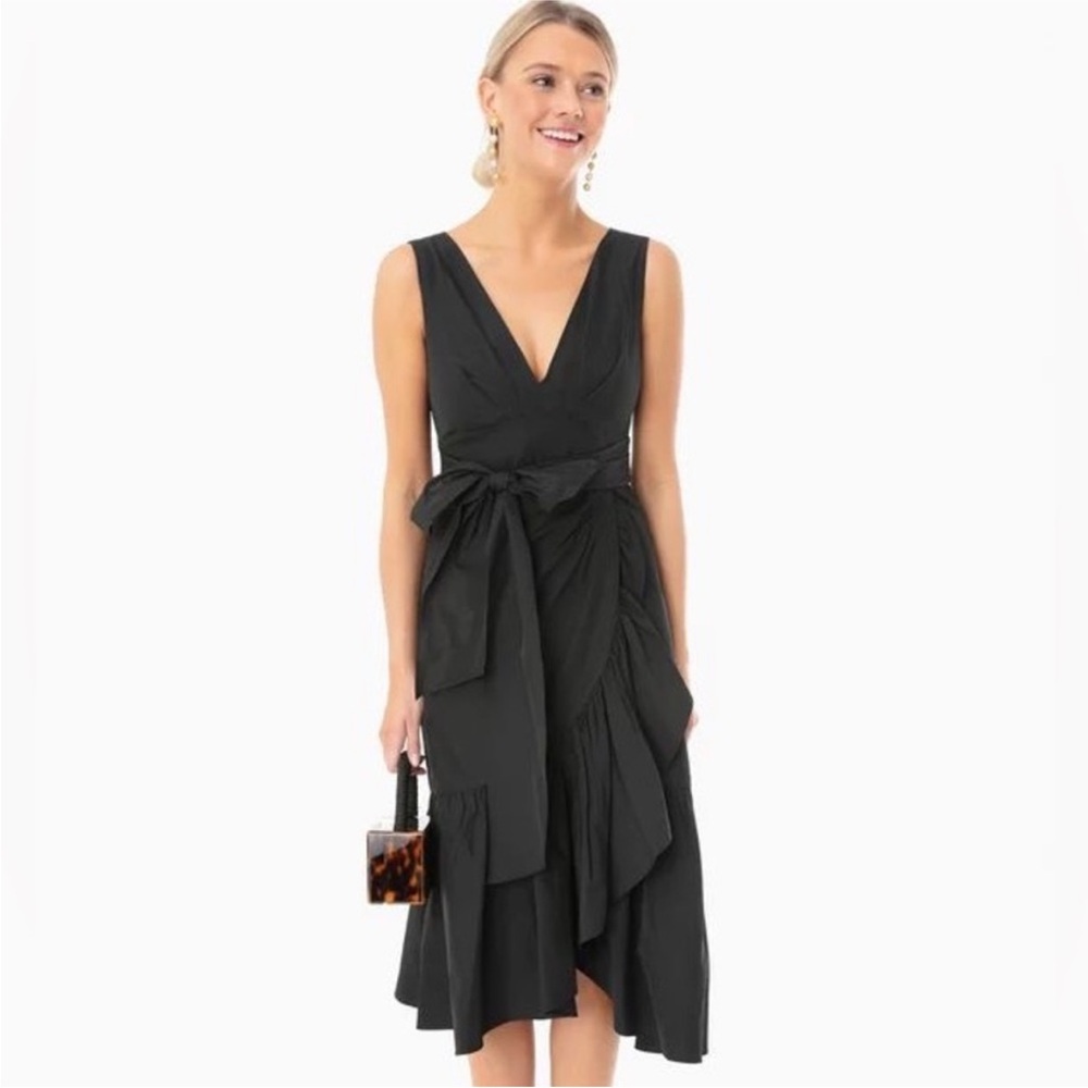 Rebecca Taylor Black V-Neck Midi Dress